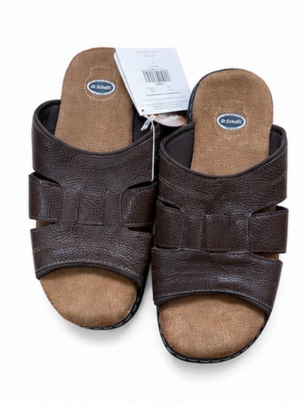 Dr. Scholl's Genuine Leather Comfort Slide Sandals Men Size 8 NWT